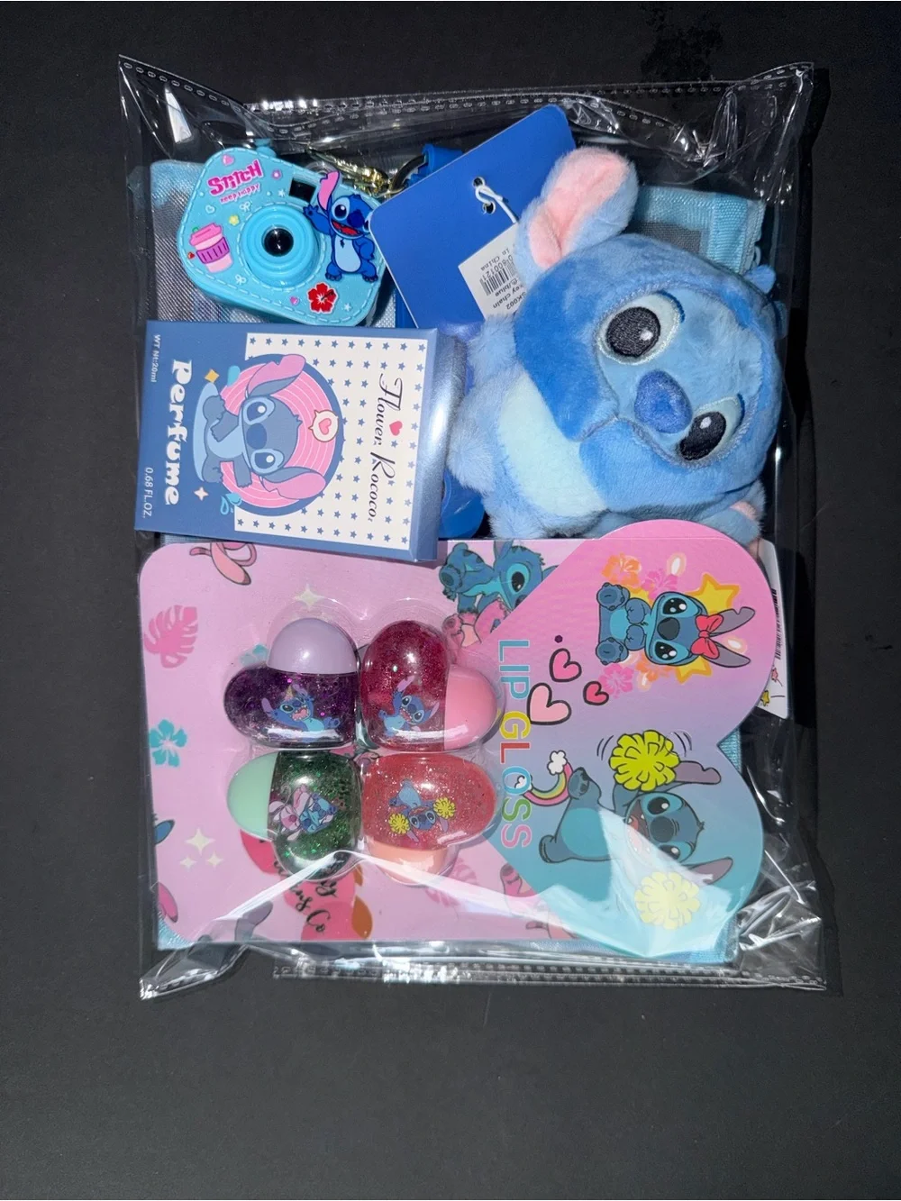 Disney Stitch Angel stationary bundle lip gloss plush keychain purfume set gift